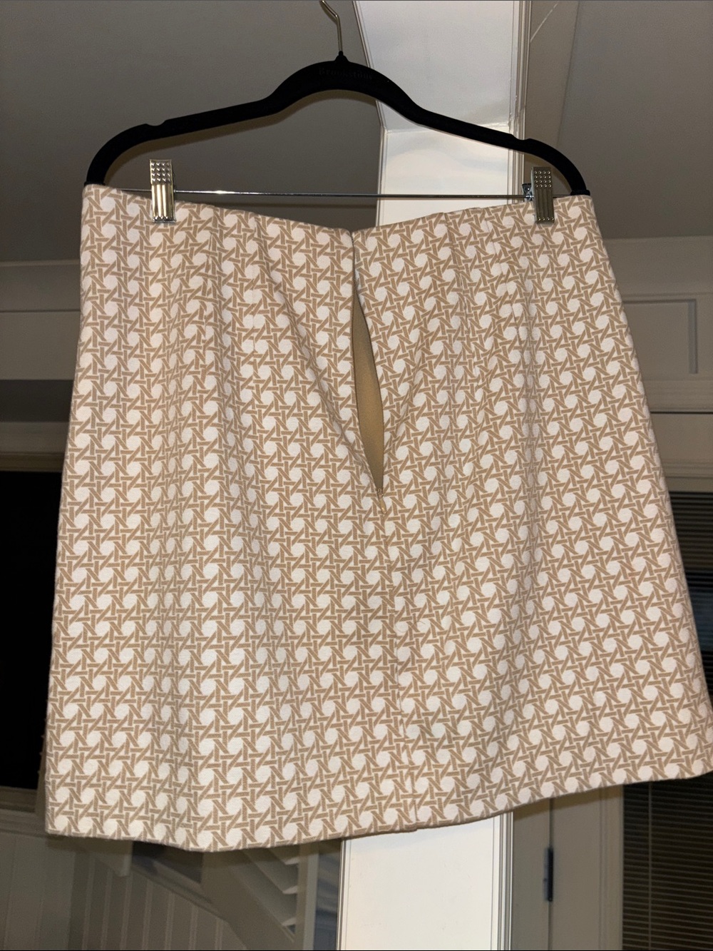 Ann Taylor Beige Geometric Mini Skirt with Gold Buttons - Picture 2 of 3
